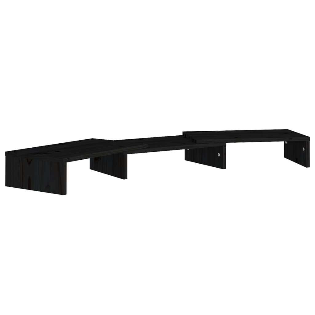 Monitorstandaard 80X24X10,5 Cm Massief Grenenhout Zwart