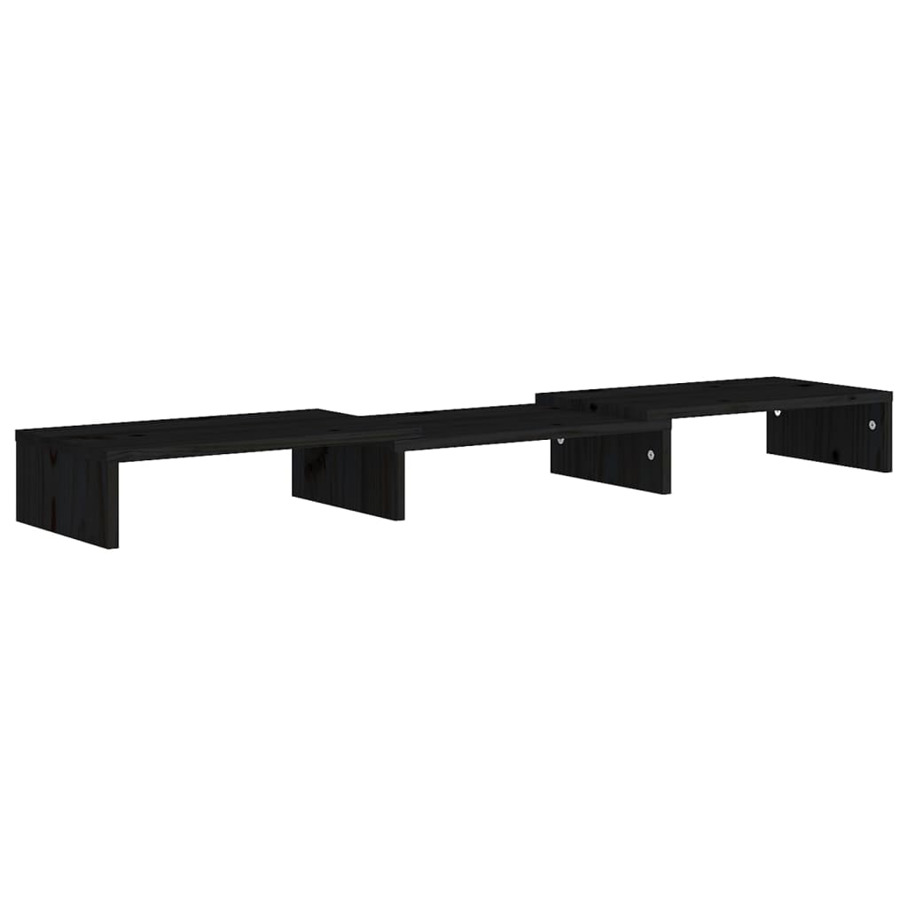 Monitorstandaard 80X24X10,5 Cm Massief Grenenhout Zwart