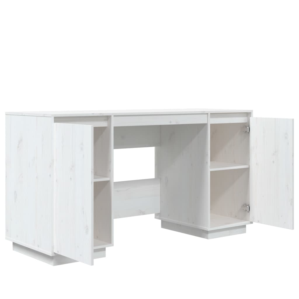 Bureau 140X50X75 Cm Massief Grenenhout Wit