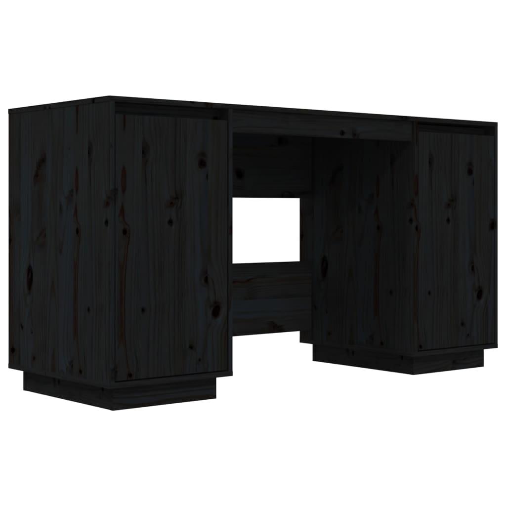 Bureau 140X50X75 Cm Massief Grenenhout Zwart