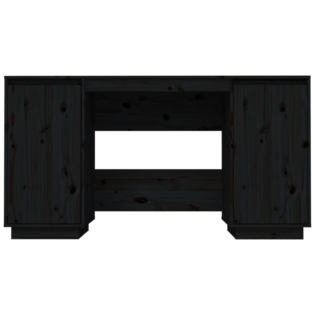 Bureau 140X50X75 Cm Massief Grenenhout Zwart