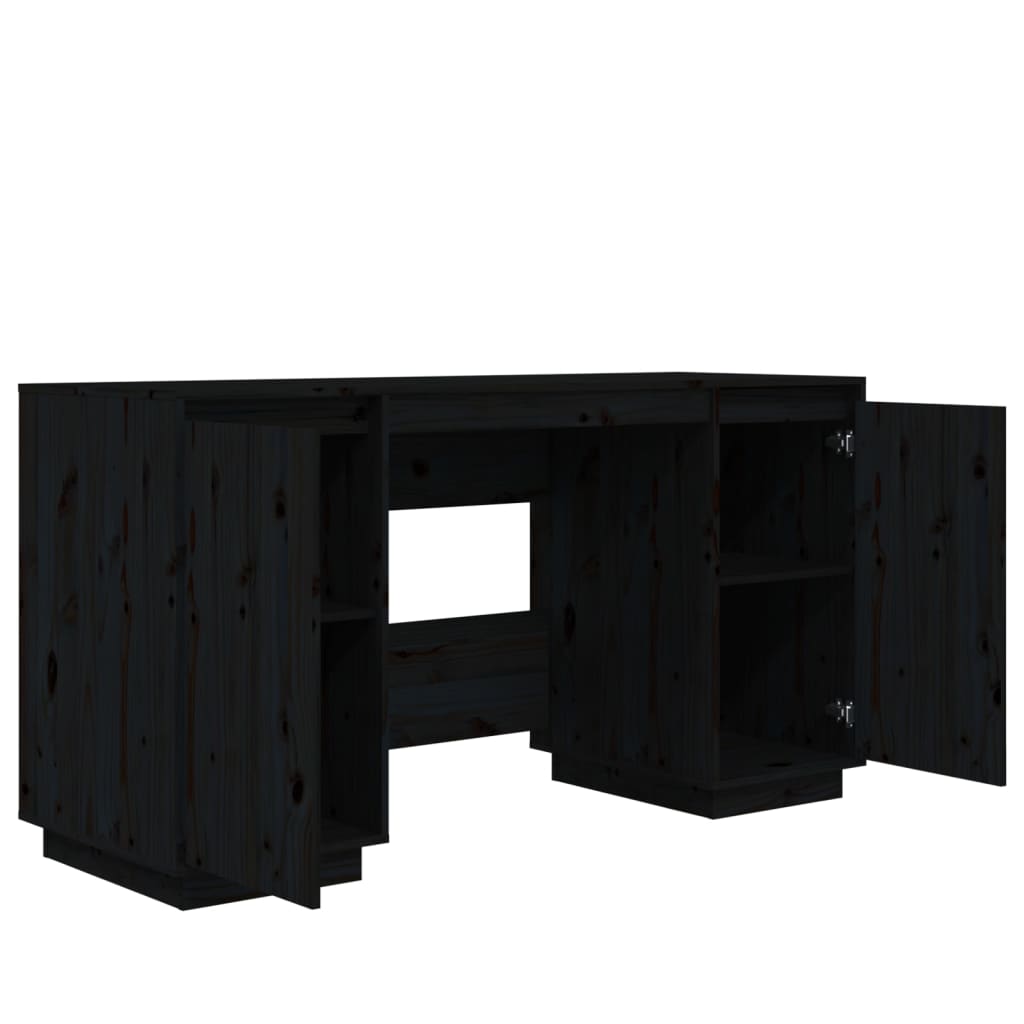 Bureau 140X50X75 Cm Massief Grenenhout Zwart