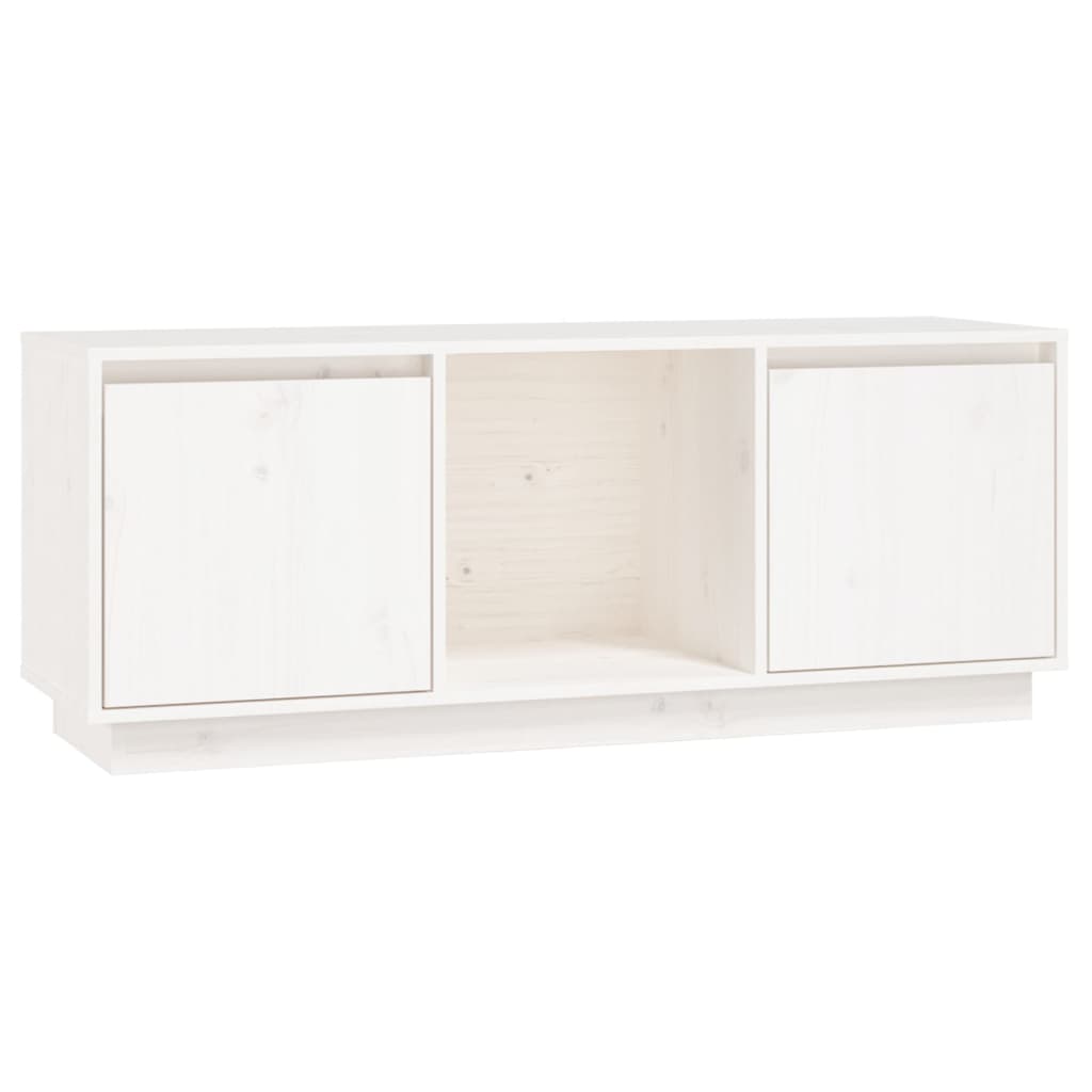 Tv-Meubel 110,5X35X44 Cm Massief Grenenhout Wit