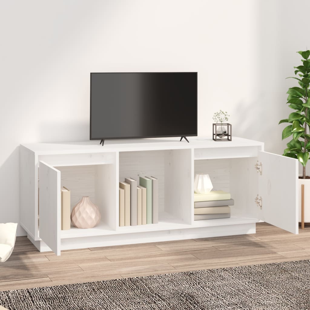 Tv-Meubel 110,5X35X44 Cm Massief Grenenhout Wit
