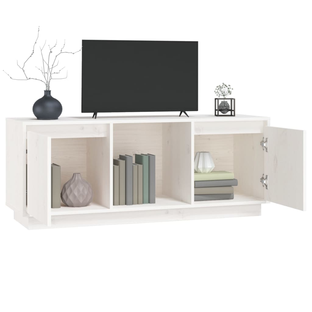 Tv-Meubel 110,5X35X44 Cm Massief Grenenhout Wit