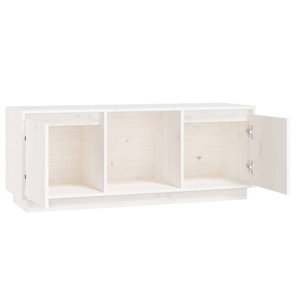 Tv-Meubel 110,5X35X44 Cm Massief Grenenhout Wit