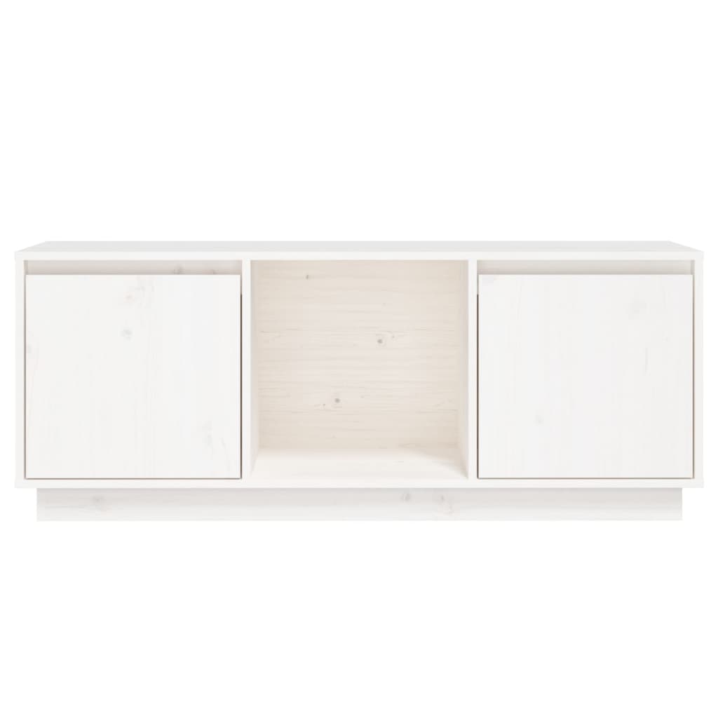 Tv-Meubel 110,5X35X44 Cm Massief Grenenhout Wit