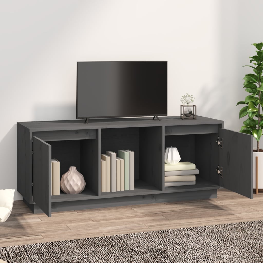 Tv-Meubel 110,5X35X44 Cm Massief Grenenhout Grijs