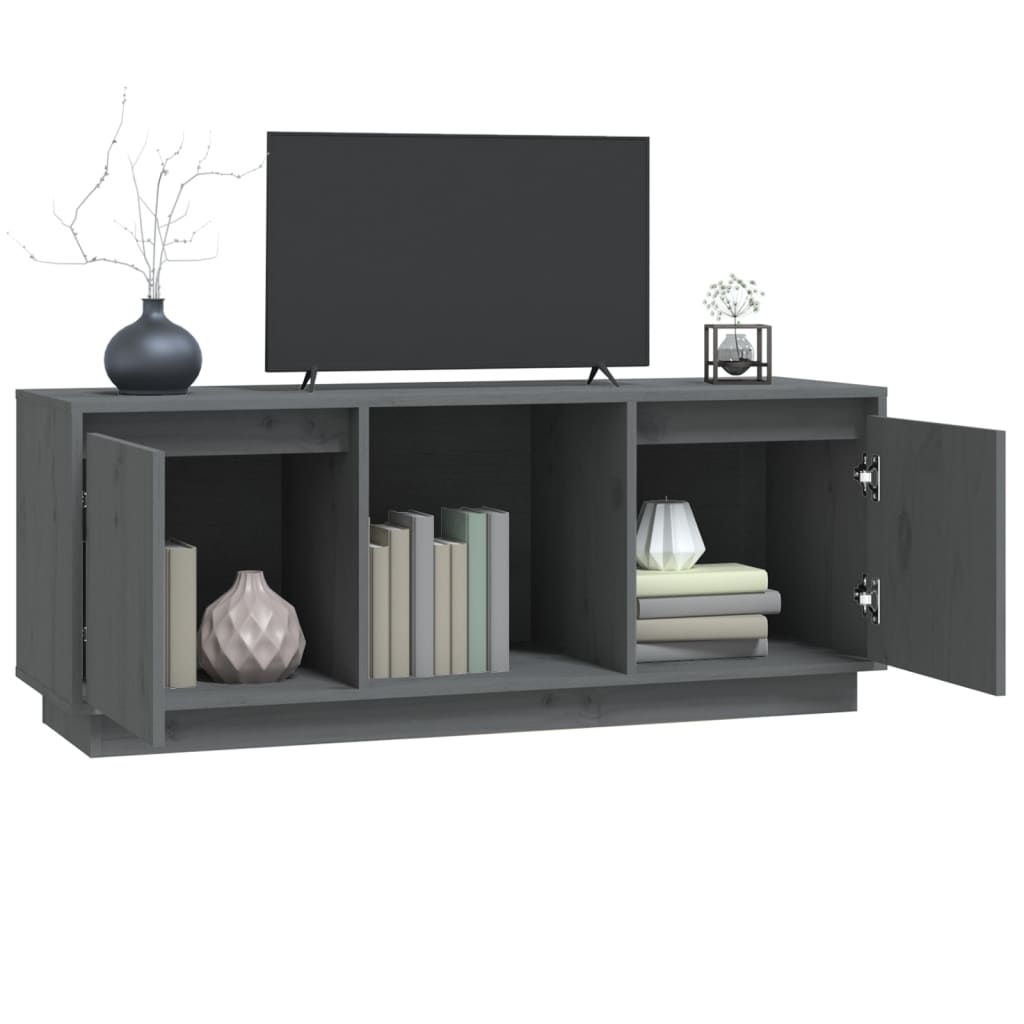 Tv-Meubel 110,5X35X44 Cm Massief Grenenhout Grijs