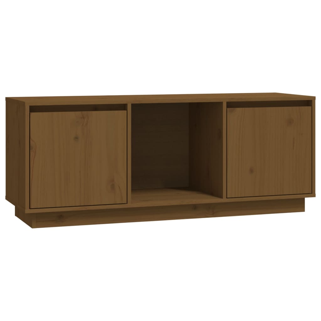 Tv-Meubel 110,5X35X44 Cm Massief Grenenhout Honingbruin