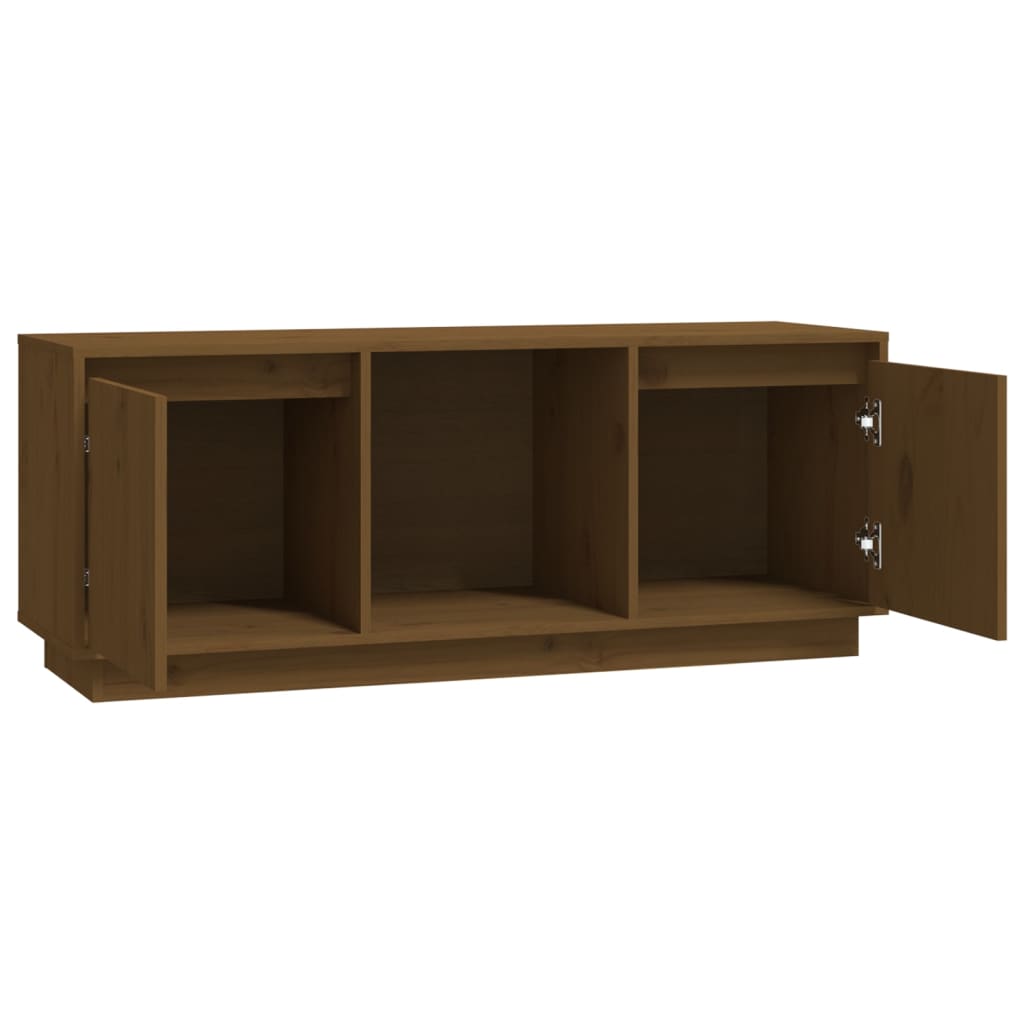 Tv-Meubel 110,5X35X44 Cm Massief Grenenhout Honingbruin
