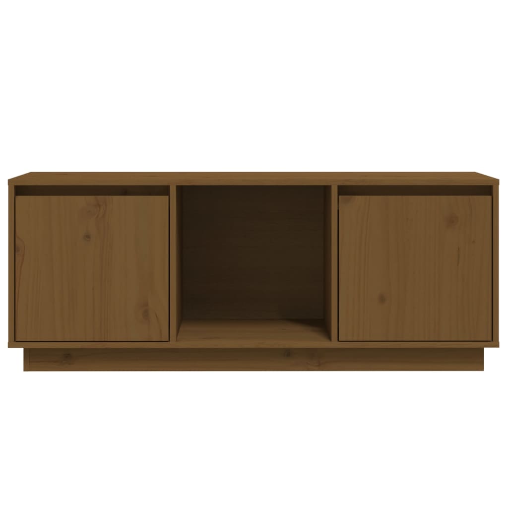 Tv-Meubel 110,5X35X44 Cm Massief Grenenhout Honingbruin