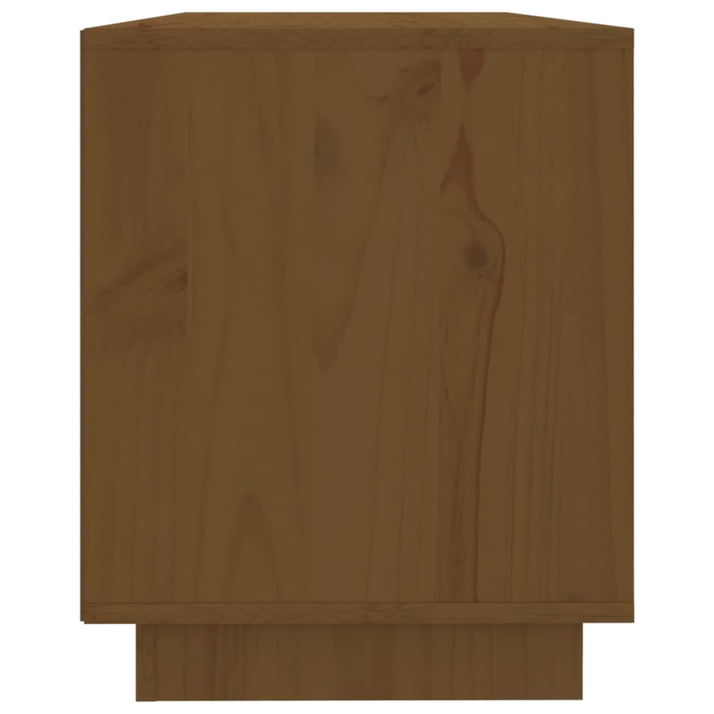 Tv-Meubel 110,5X35X44 Cm Massief Grenenhout Honingbruin