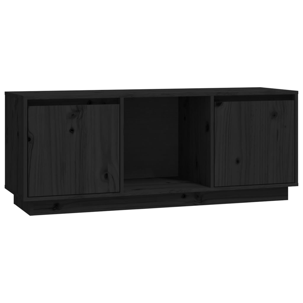 Tv-Meubel 110,5X35X44 Cm Massief Grenenhout Zwart