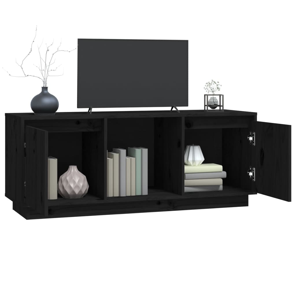 Tv-Meubel 110,5X35X44 Cm Massief Grenenhout Zwart