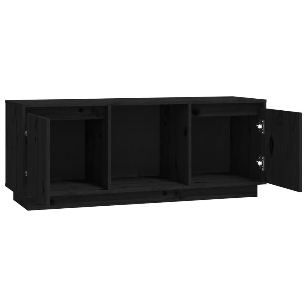 Tv-Meubel 110,5X35X44 Cm Massief Grenenhout Zwart