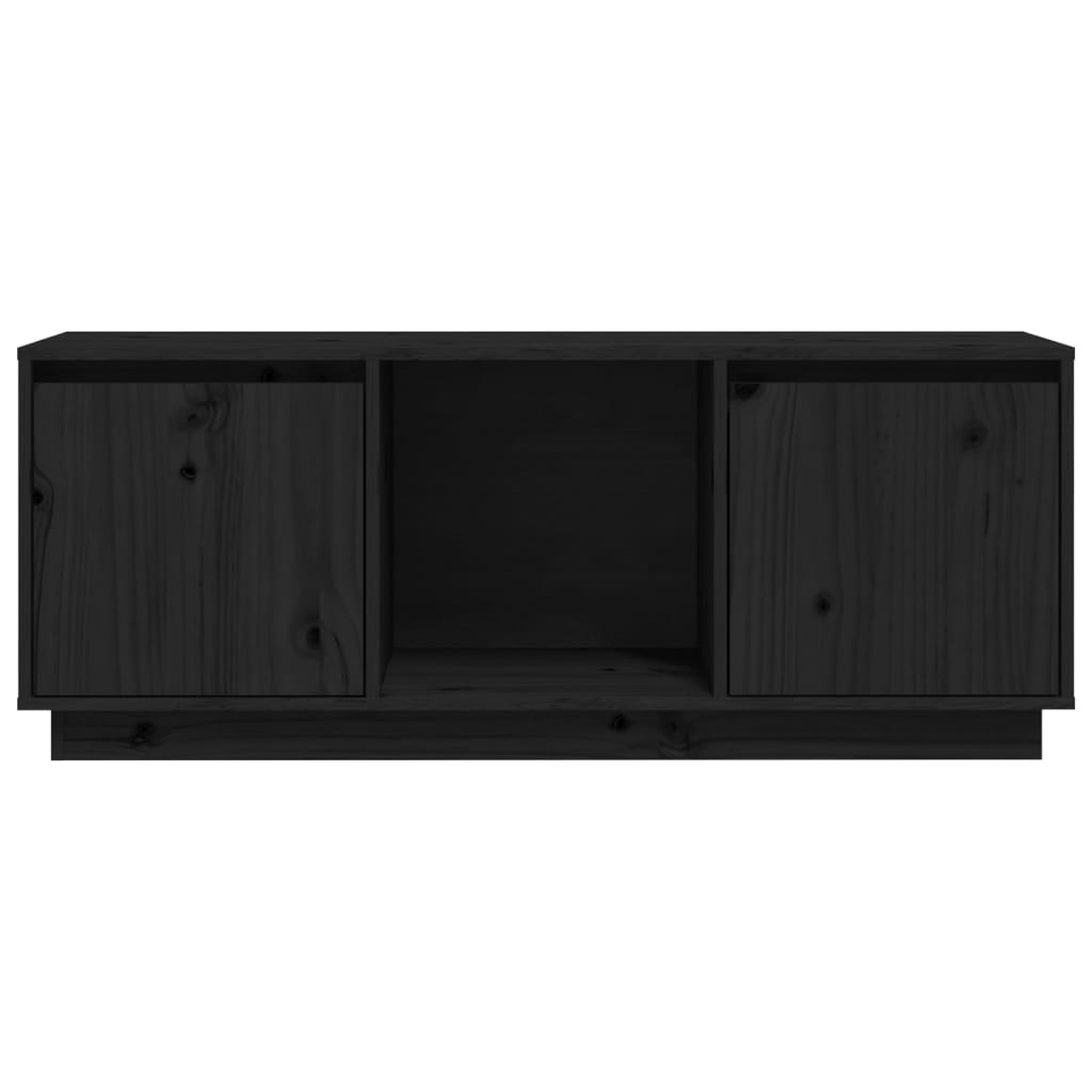 Tv-Meubel 110,5X35X44 Cm Massief Grenenhout Zwart