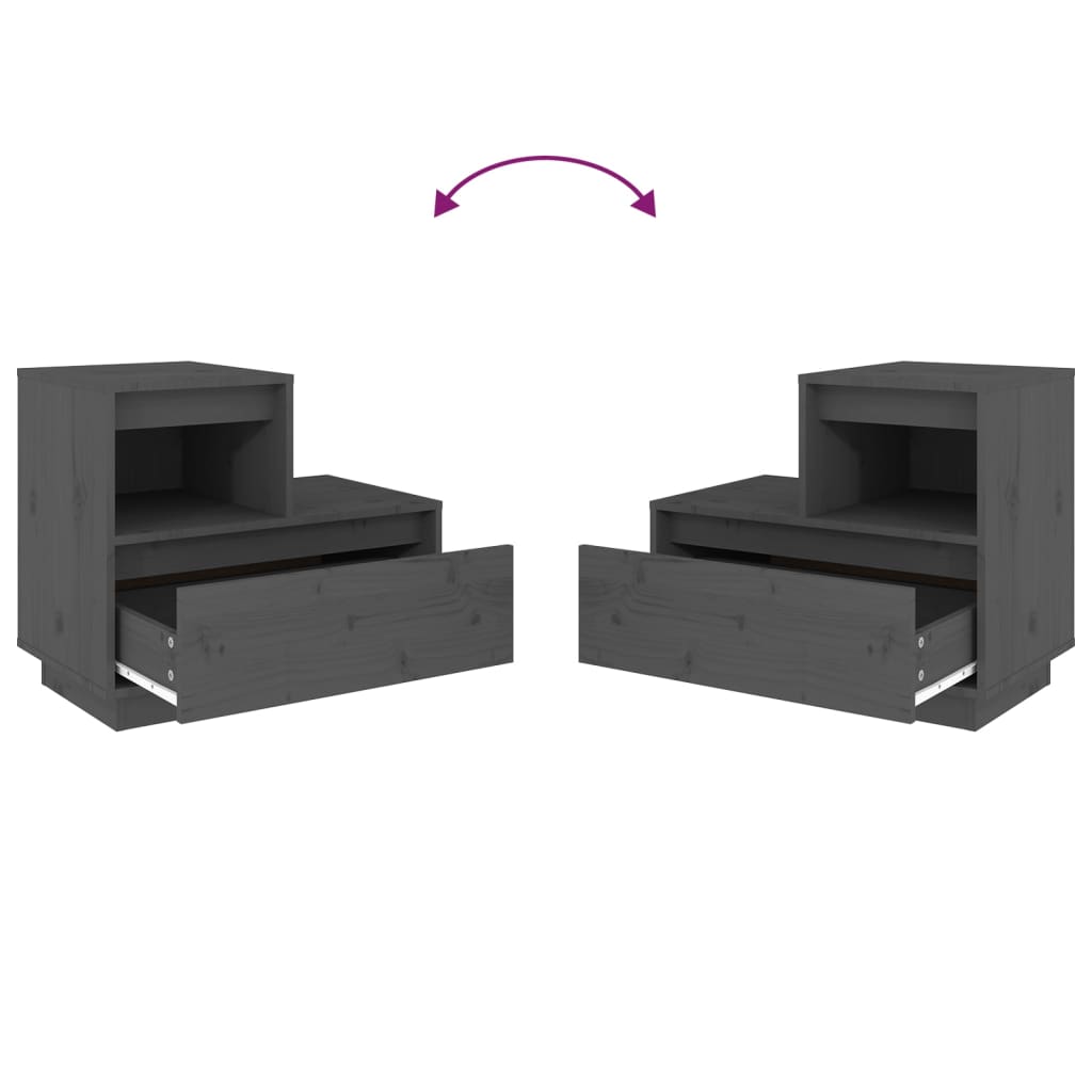 Nachtkastjes 2 St 60X34X51 Cm Massief Grenenhout Grijs