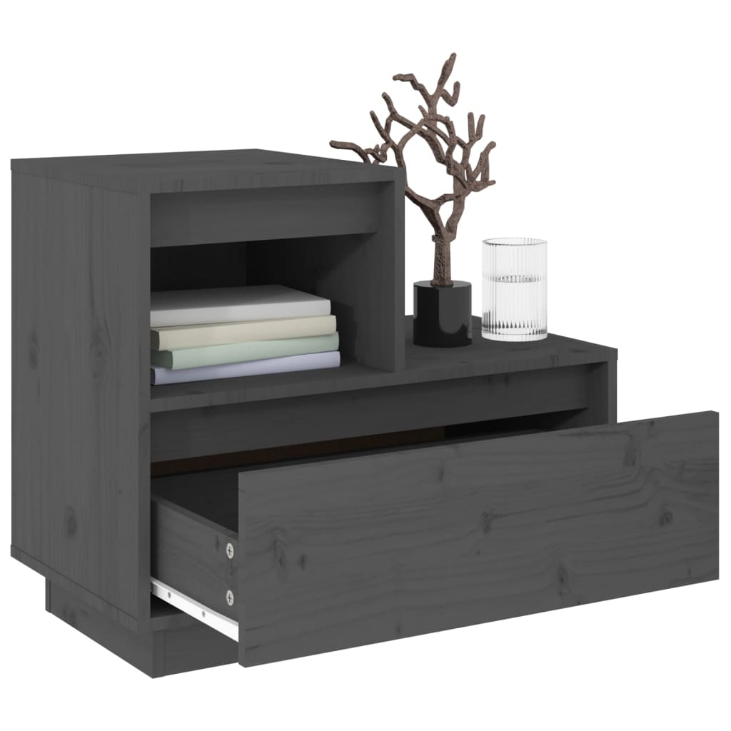 Nachtkastjes 2 St 60X34X51 Cm Massief Grenenhout Grijs