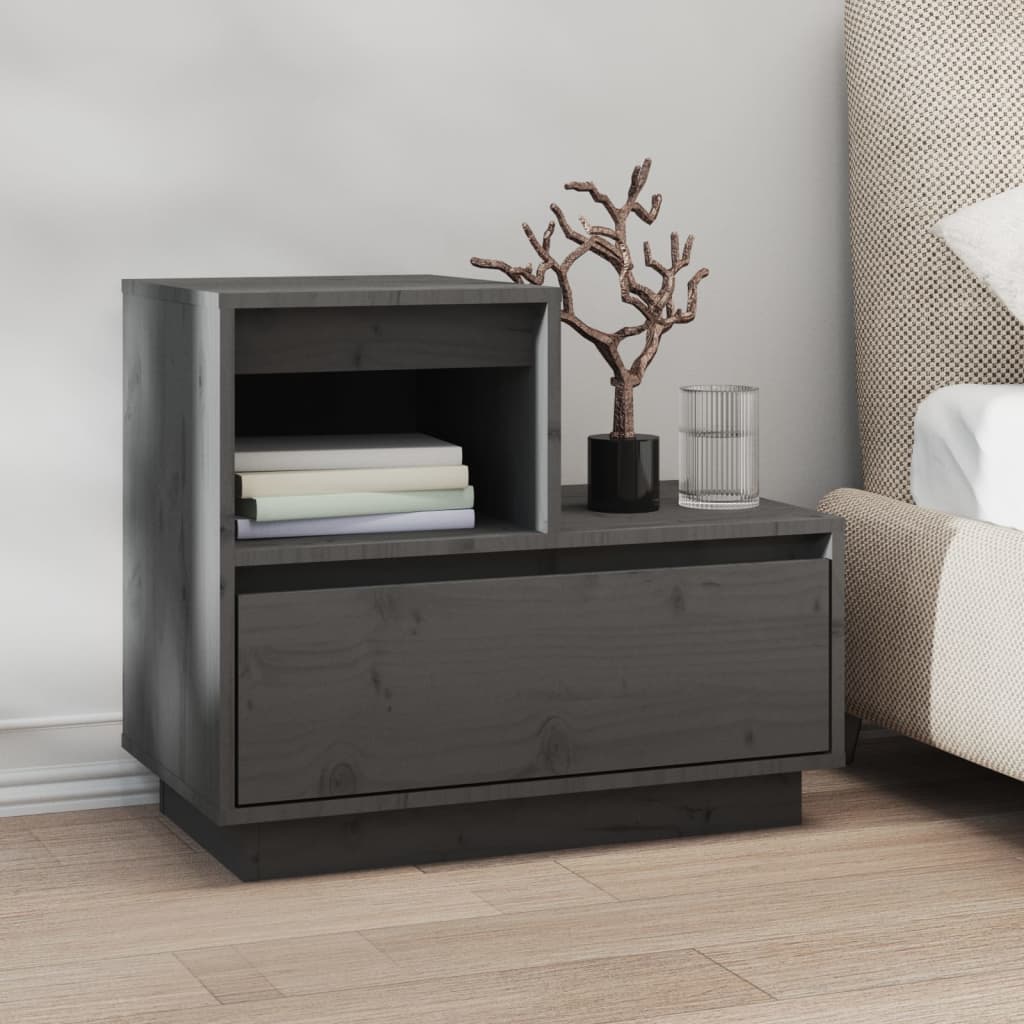 Nachtkastjes 2 St 60X34X51 Cm Massief Grenenhout Grijs