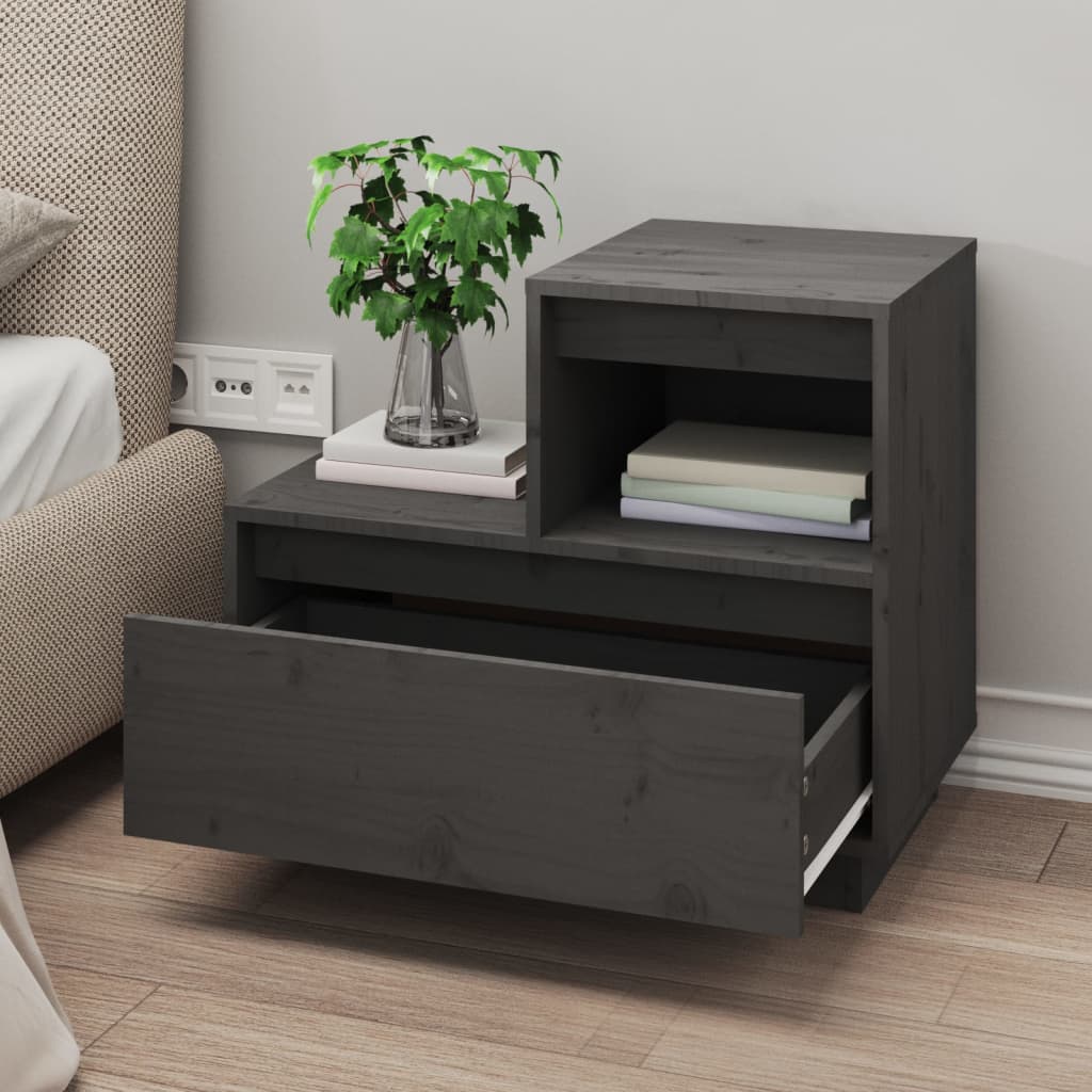Nachtkastjes 2 St 60X34X51 Cm Massief Grenenhout Grijs