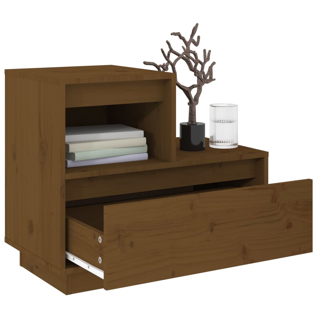 Nachtkastje 60X34X51 Cm Massief Grenenhout Honingbruin
