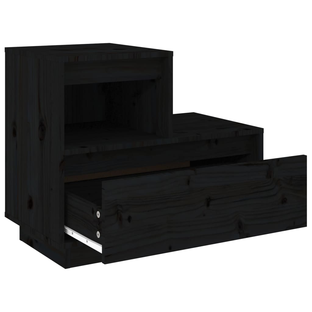 Nachtkastjes 2 St 60X34X51 Cm Massief Grenenhout Zwart
