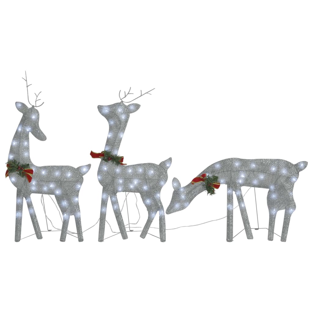 Rendierfamilie Kerstmis Koudwit 270X7X90 Cm Mesh Zilverkleurig