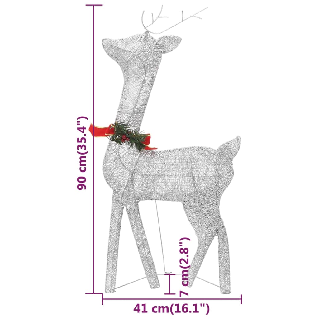Rendierfamilie Kerstmis Koudwit 270X7X90 Cm Mesh Zilverkleurig