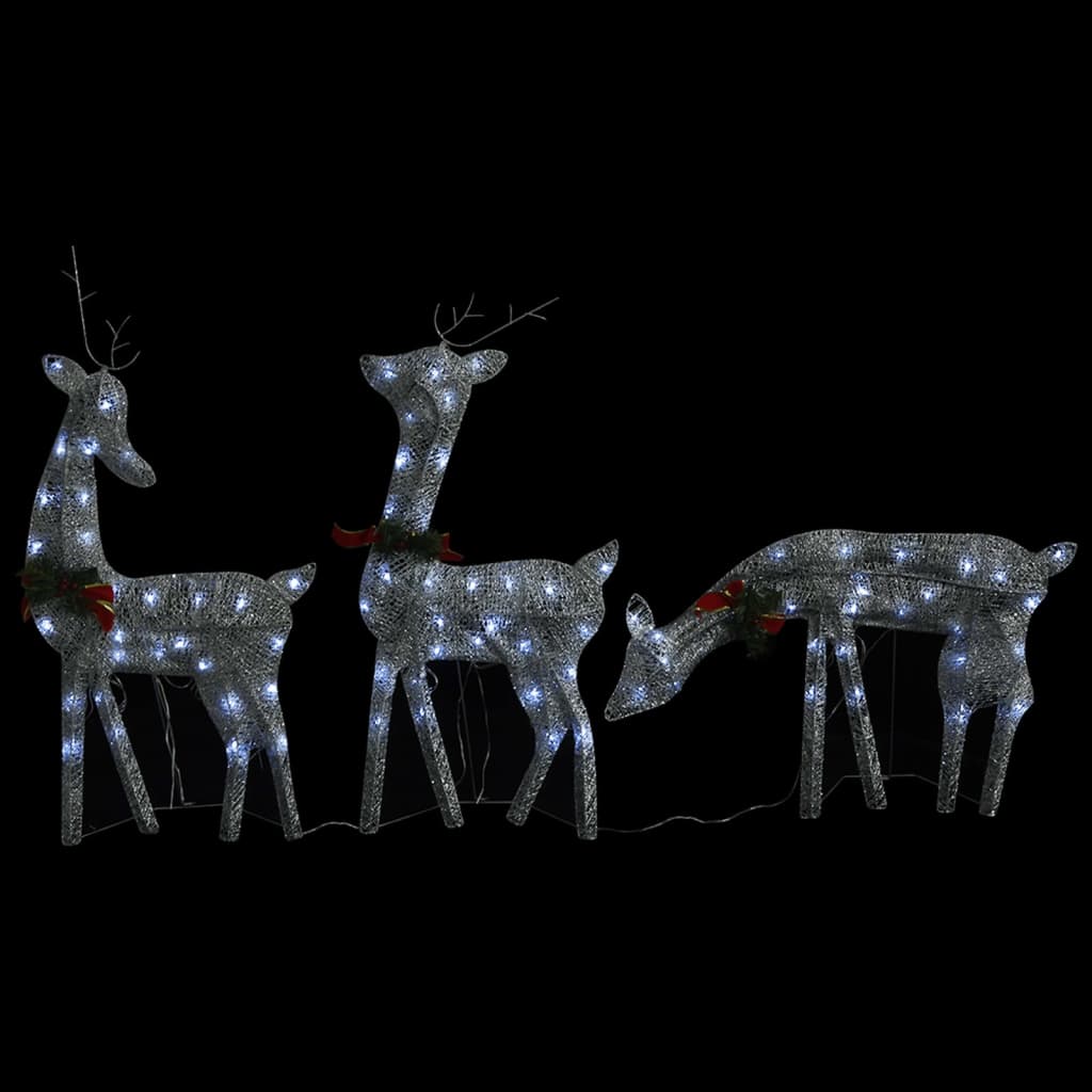Rendierfamilie Kerstmis Koudwit 270X7X90 Cm Mesh Zilverkleurig