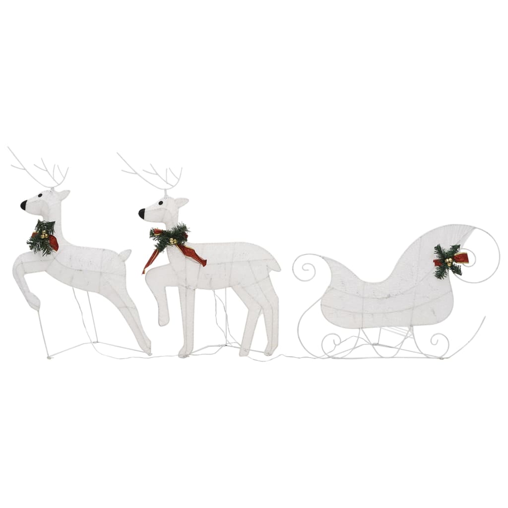 Buitenkerstversiering Rendieren En Slee 60 Led's Wit