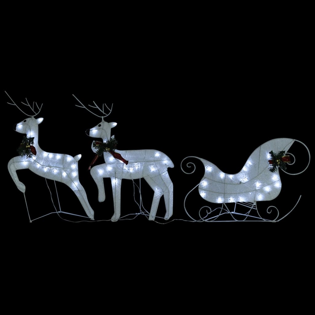 Buitenkerstversiering Rendieren En Slee 60 Led's Wit