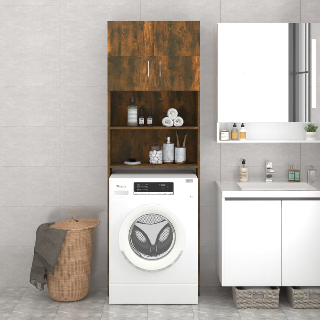 Wasmachinekast 64X25,5X190 Cm Gerookt Eikenkleurig