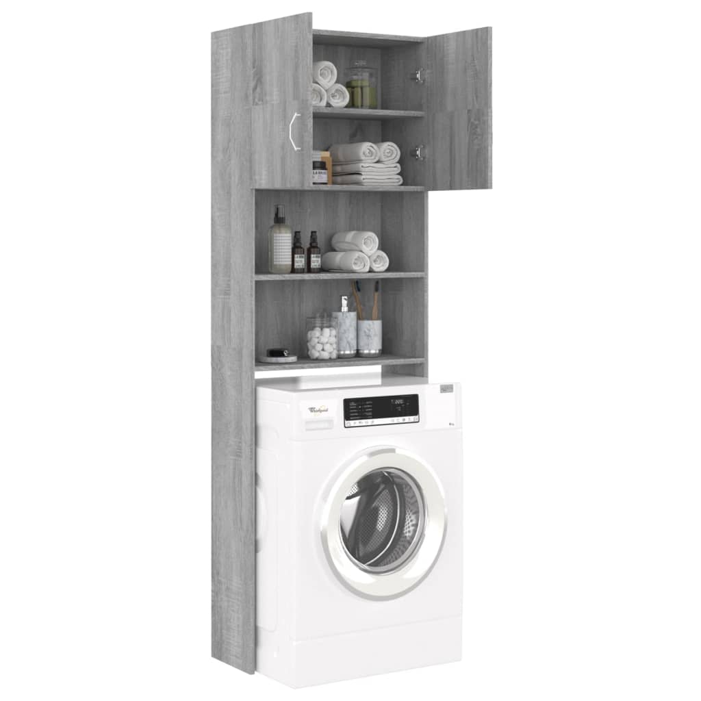 Wasmachinekast 64X25,5X190 Cm Grijs Sonoma Eikenkleurig