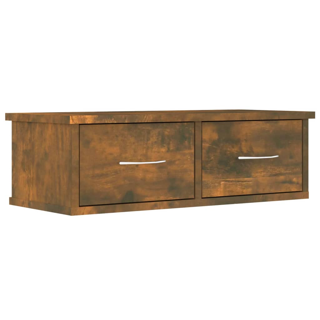 Wandkast 60X26X18,5 Cm Bewerkt Hout Gerookt Eikenkleurig