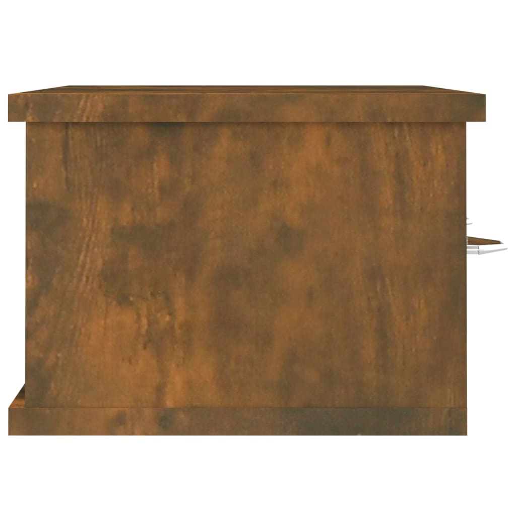 Wandkast 60X26X18,5 Cm Bewerkt Hout Gerookt Eikenkleurig