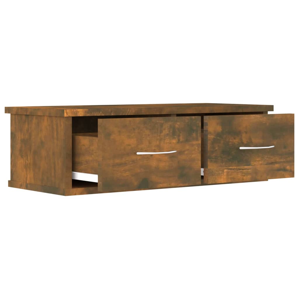 Wandkast 60X26X18,5 Cm Bewerkt Hout Gerookt Eikenkleurig