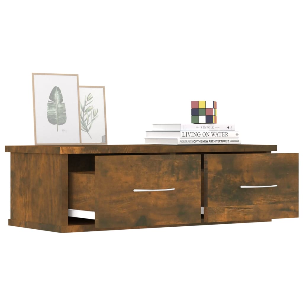 Wandkast 60X26X18,5 Cm Bewerkt Hout Gerookt Eikenkleurig