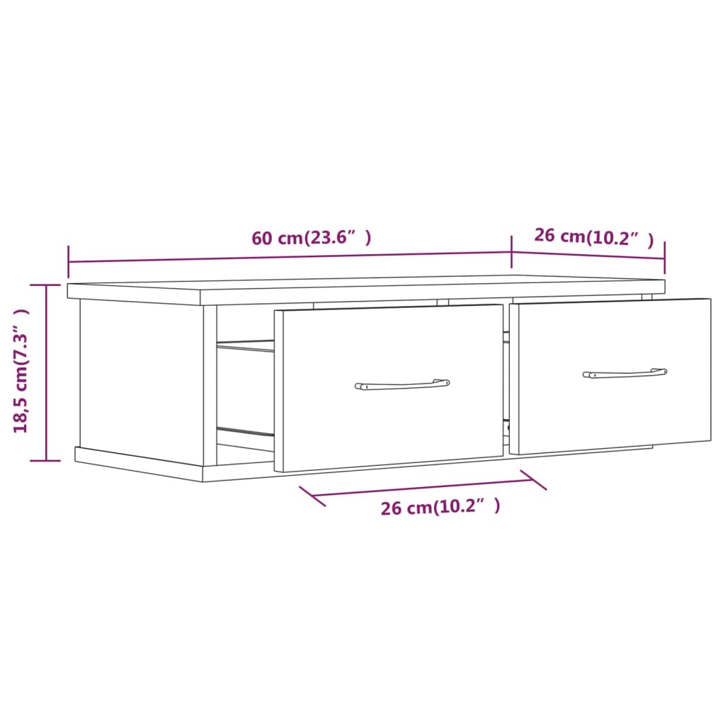Wandkast 60X26X18,5 Cm Bewerkt Hout Gerookt Eikenkleurig