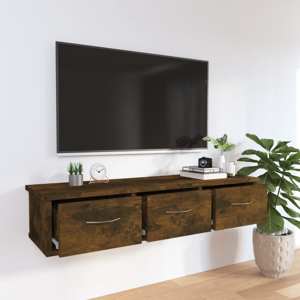 Wandkast 88X26X18,5 Cm Bewerkt Hout Gerookt Eikenkleurig