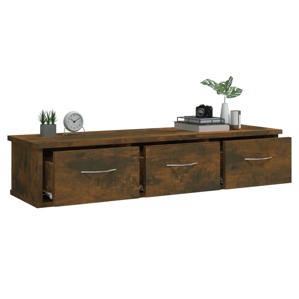 Wandkast 88X26X18,5 Cm Bewerkt Hout Gerookt Eikenkleurig