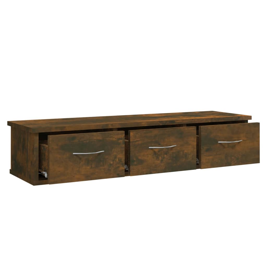 Wandkast 88X26X18,5 Cm Bewerkt Hout Gerookt Eikenkleurig