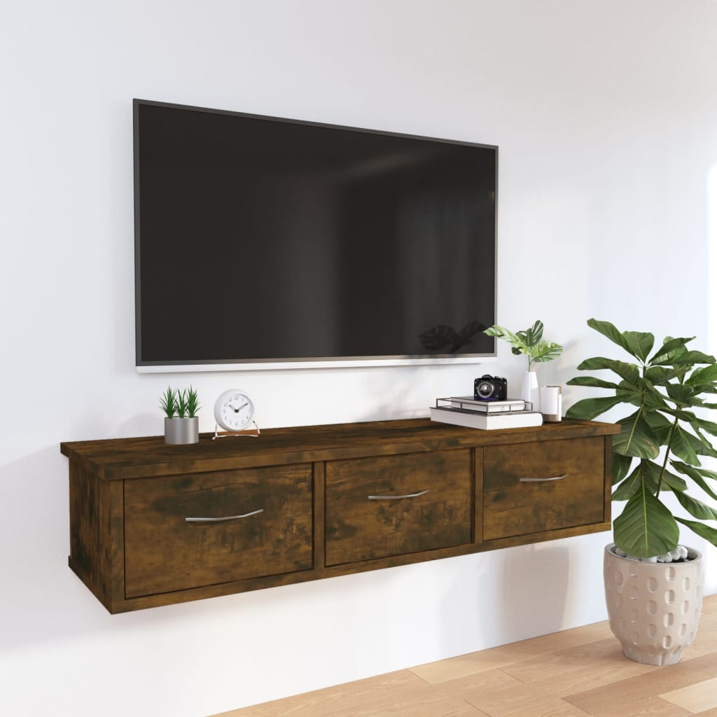 Wandkast 88X26X18,5 Cm Bewerkt Hout Gerookt Eikenkleurig