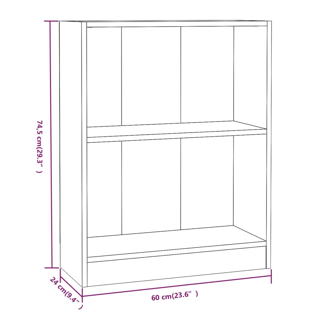 Boekenkast 60X24X74,5 Cm Bewerkt Hout Bruineikenkleurig