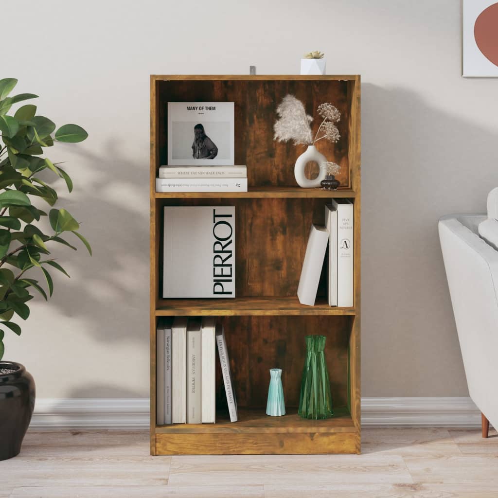 Boekenkast 60X24X109 Cm Bewerkt Hout Gerookt Eikenkleurig