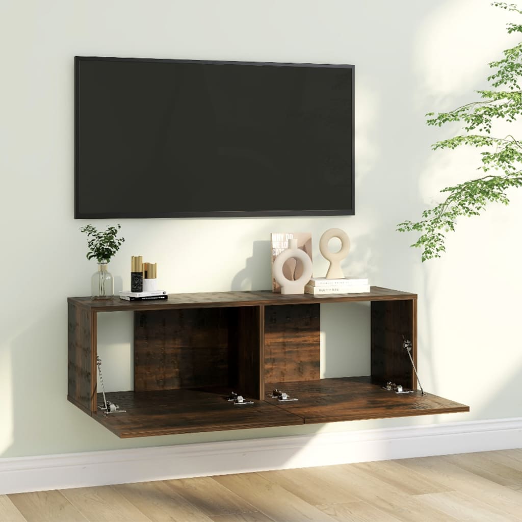 Tv-Wandmeubel 100X30X30 Cm Bewerkt Hout Gerookt Eikenkleurig