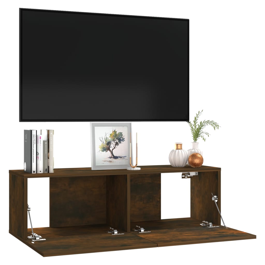Tv-Wandmeubel 100X30X30 Cm Bewerkt Hout Gerookt Eikenkleurig