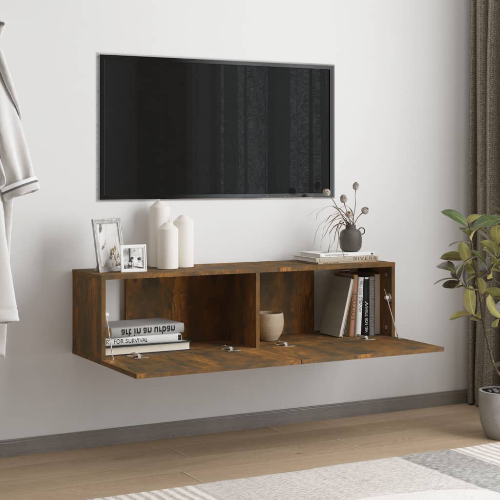 Tv-Wandmeubel 120X30X30 Cm Bewerkt Hout Gerookt Eikenkleurig