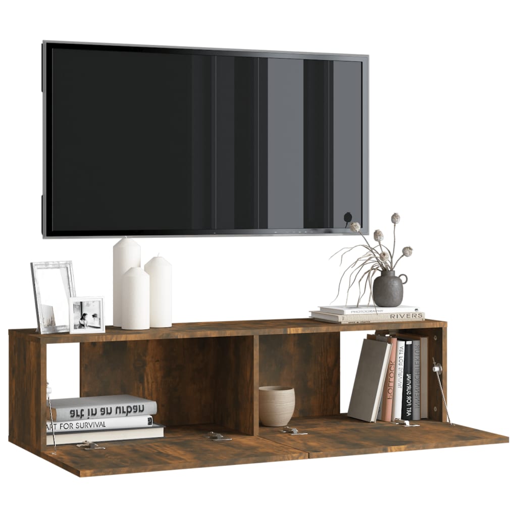 Tv-Wandmeubel 120X30X30 Cm Bewerkt Hout Gerookt Eikenkleurig