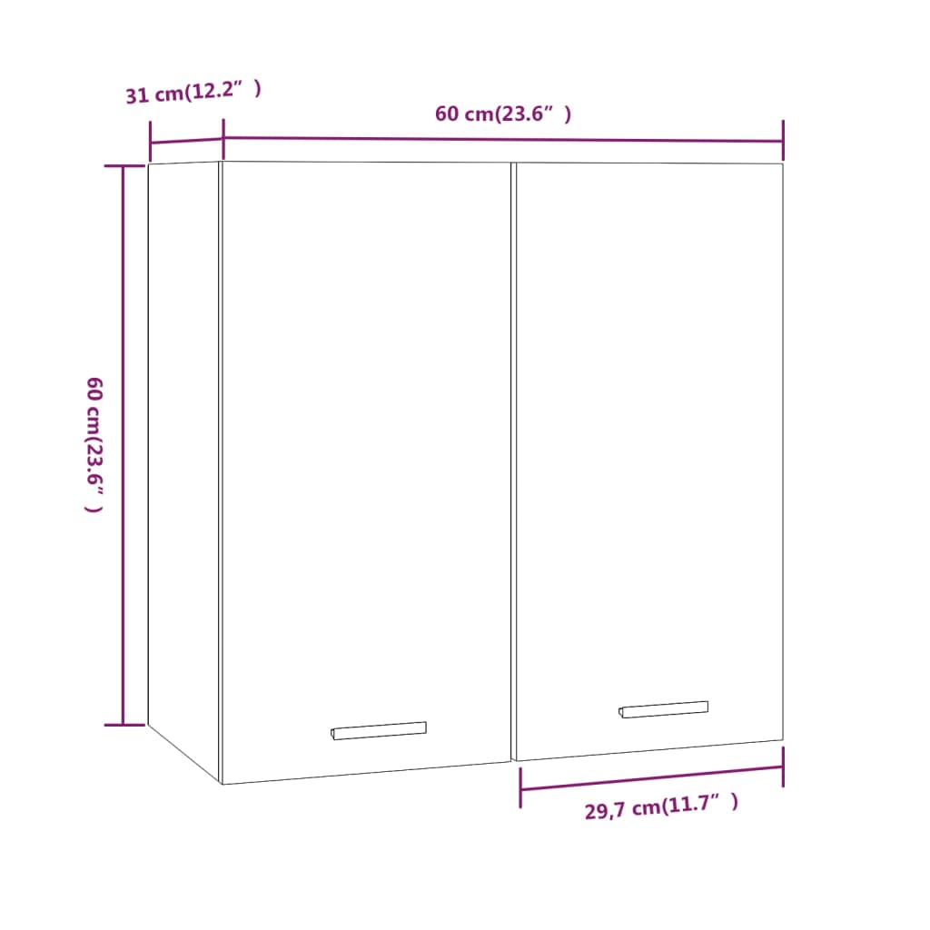 Wandkast Hangend 60X31X60 Cm Bewerkt Hout Gerookt Eikenkleurig